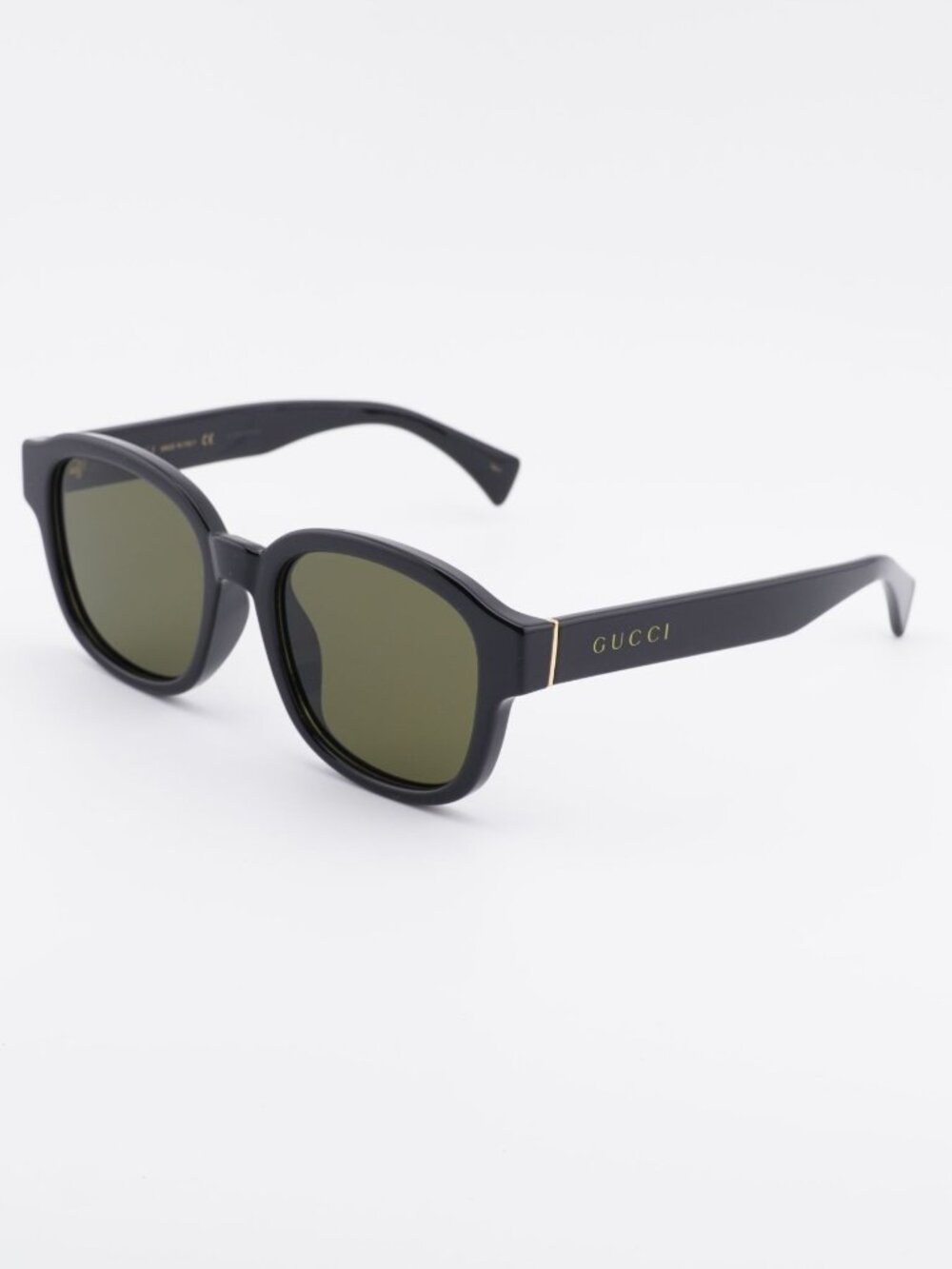 Gucci GG1140SK 002 Sunglasses Black Square Frame, Green Lenses